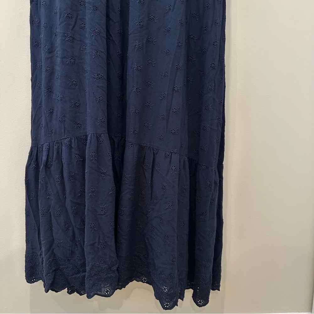 Boden Navy Lace Short Sleeve Maxi Dress Broderie Women’s Size 12 V Neck Long - Picture 14 of 16